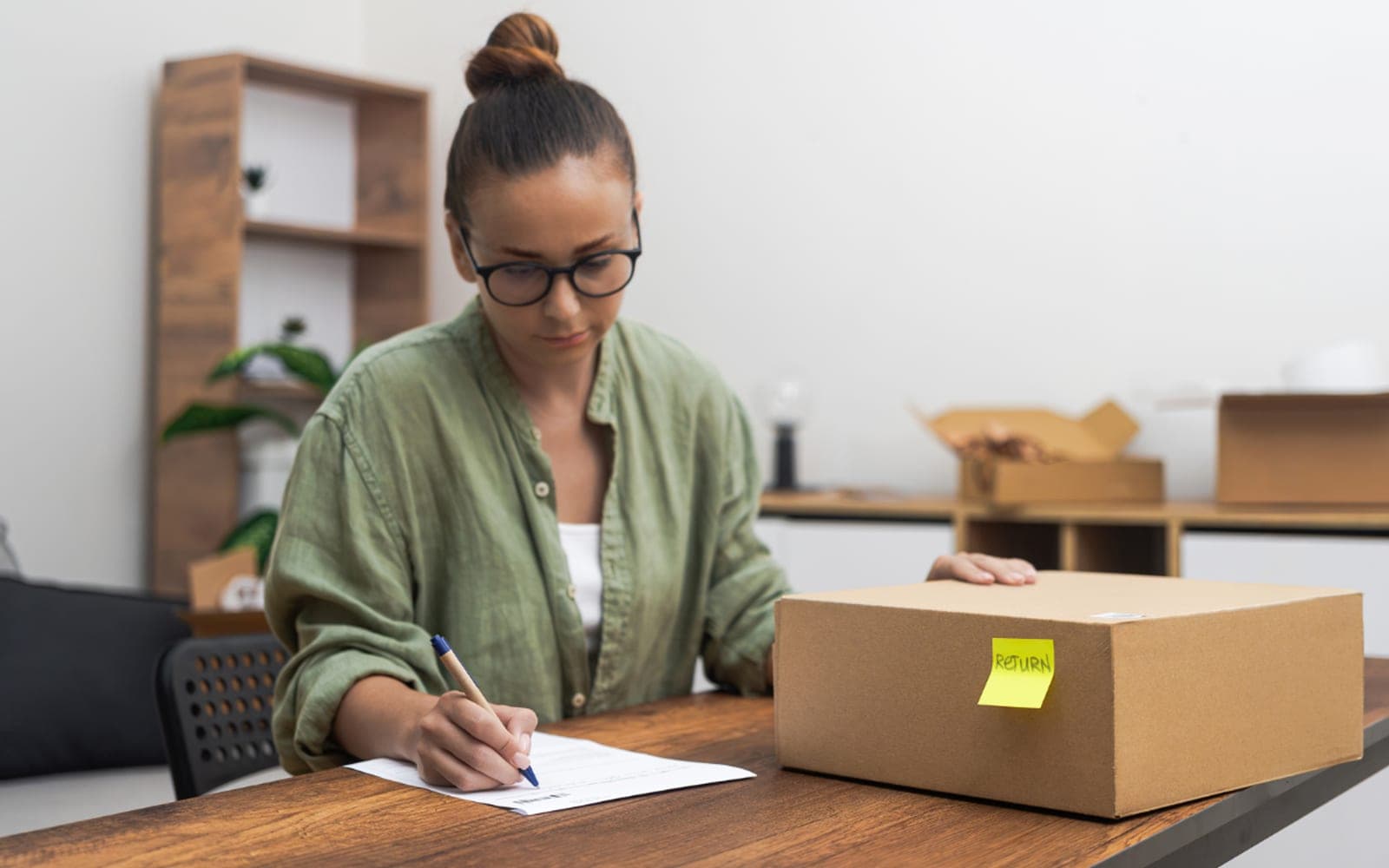 Preparing a parcel to return to an online shop